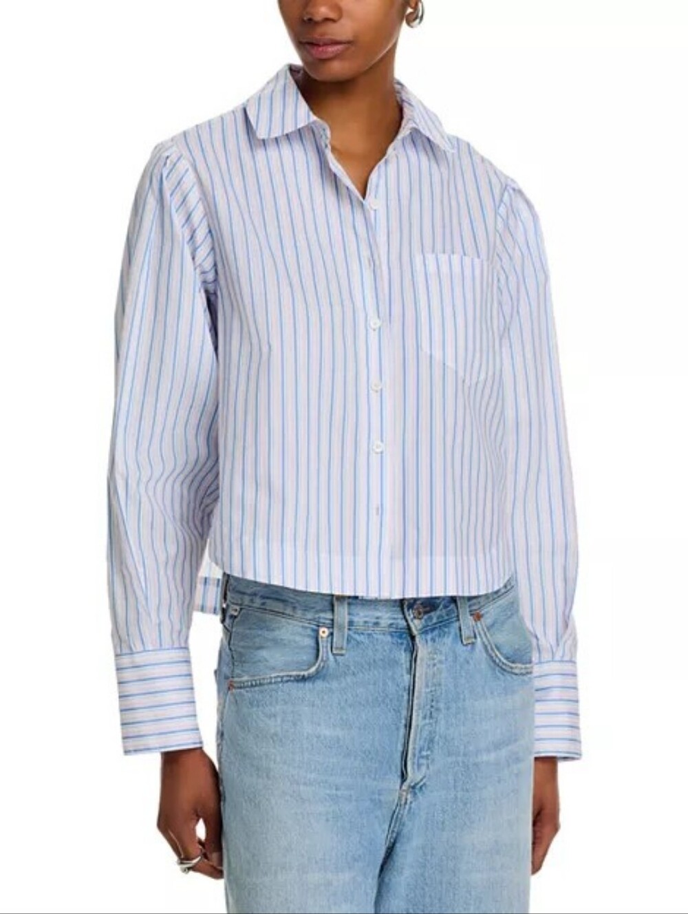 Derek Lam 10 Crosby Estrella Striped Cropped Shirt